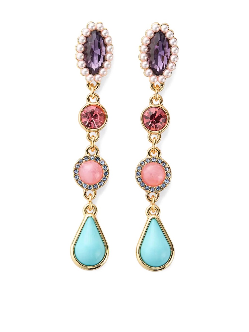 Kurt Geiger Gold-Tone Multi-Stone Drop Earrings with Turquoise Teardrop